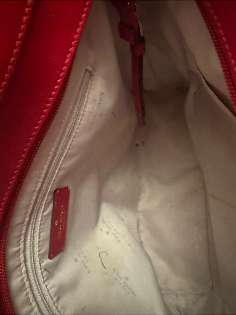 kate spade red saffiano leather tote with tassel